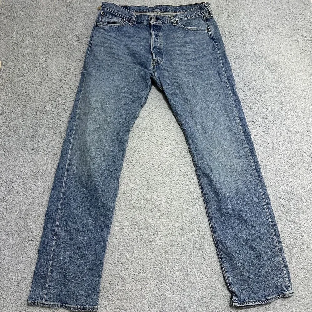 Levis 501 Red Tab‎ Mens 34 X 33 Button Fly Blue Jeans Medium Wash Denim (32x30)